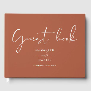 Terracotta Elegant Script Wedding Guest Book