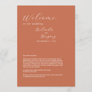 Terracotta Elegant Script Wedding Itinerary Program