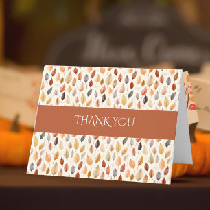 Terracotta Elegant Watercolor Autumn Leaves Fall Thank You Card