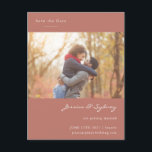 Terracotta Engaged Couple Photo Save The Date Postcard<br><div class="desc">This beautiful save the date postcard features your photo,  a minimalist composition,  and stylish typography in terracotta.</div>