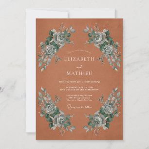 Terracotta Ethereal Bouquet Wedding Invitation