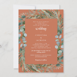 Terracotta Eucalyptus Botanical Wedding III Invitation