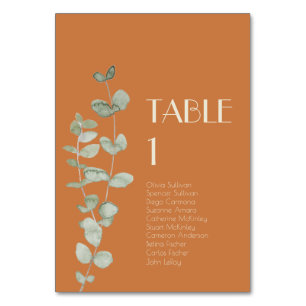 Terracotta Eucalyptus Deco Table Number Guests