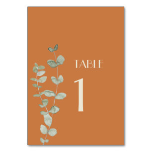 Terracotta Eucalyptus Deco Table Numbers Sign