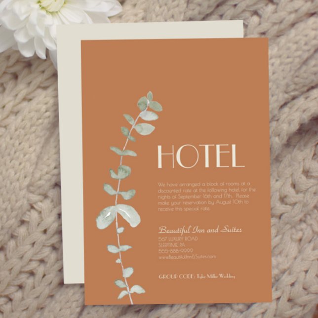 Terracotta Eucalyptus Deco Wedding Hotel Enclosure Card (Creator Uploaded)