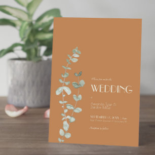Terracotta Eucalyptus Deco Wedding Invitation