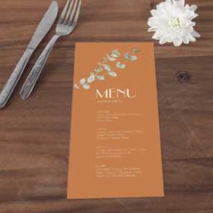 Terracotta Eucalyptus Deco Wedding Menu