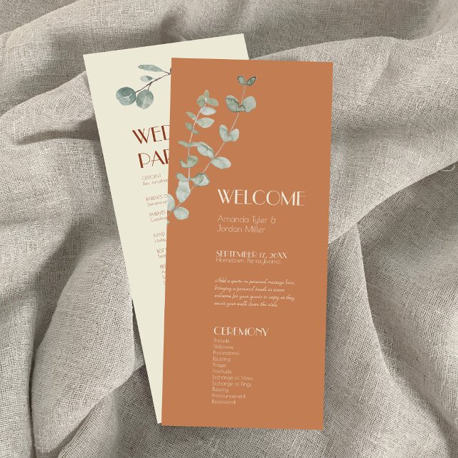 Terracotta Eucalyptus Deco Wedding Program (Creator Uploaded)