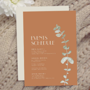 Terracotta Eucalyptus Deco Wedding Schedule Enclosure Card