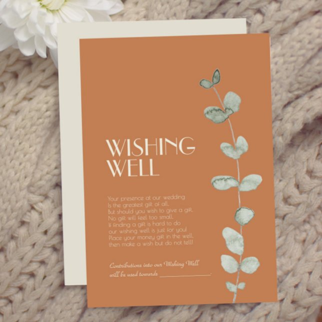 Terracotta Eucalyptus Deco Wedding Wishing Well Enclosure Card (Creator Uploaded)