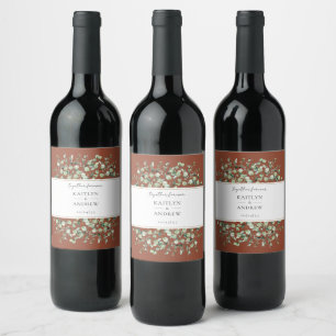 Terracotta Eucalyptus Together Forever Wedding Wine Label