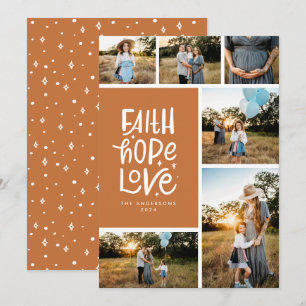 Terracotta faith hope love multiple Photo Holiday Card