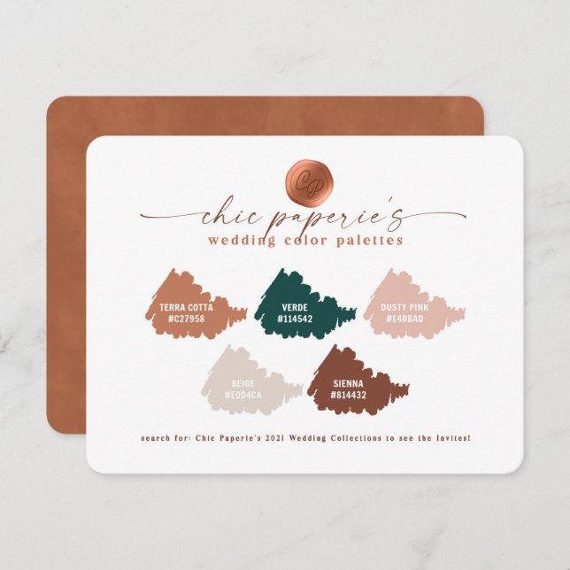 Terracotta Fall 2021 Wedding Colour Palette Card (Front/Back)