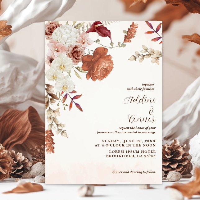 Terracotta Fall Autumn Floral Boho rustic Wedding  (Creator Uploaded)