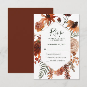 Terracotta Fall Autumn RSVP Wedding Response Card