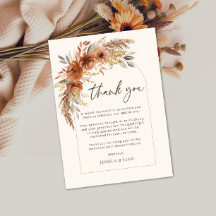 Terracotta Fall Boho Floral Wedding Thank you Card