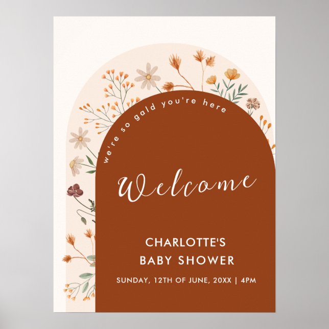 Terracotta Fall Boho Wildflower Arch  Welcome Poster (Front)