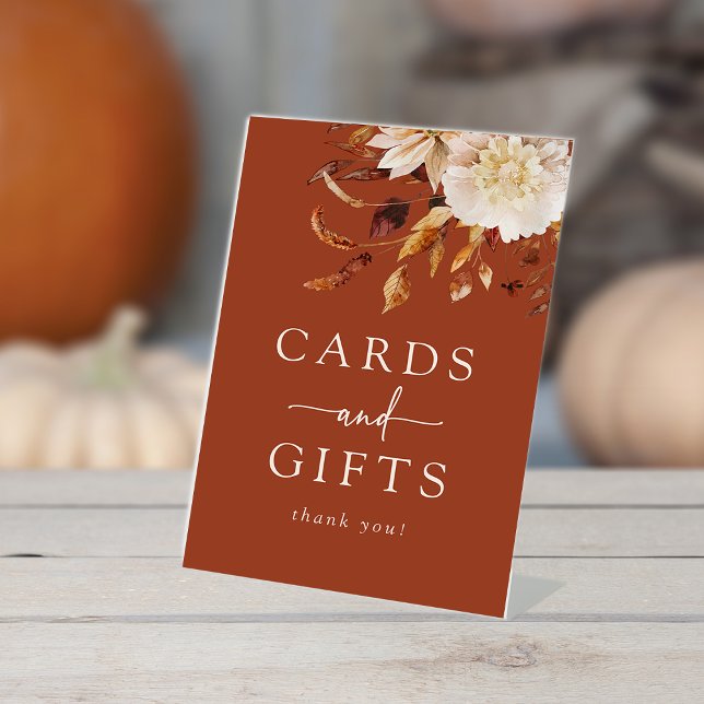 Terracotta Fall Cards Sign (Terracotta Fall Floral Wedding Cards & Gifts Sign by Painted Paperie
)