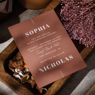 Terracotta fall Elegant minimalist wedding QR Code Invitation