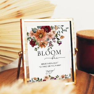 Terracotta Fall Floral Bloom or Flower Bar Poster