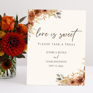 Terracotta Fall Floral Boho Wedding Favours Sign