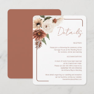 Terracotta Fall Floral Modern Wedding Enclosure Card