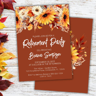 Terracotta Fall Floral Retirement Invitation