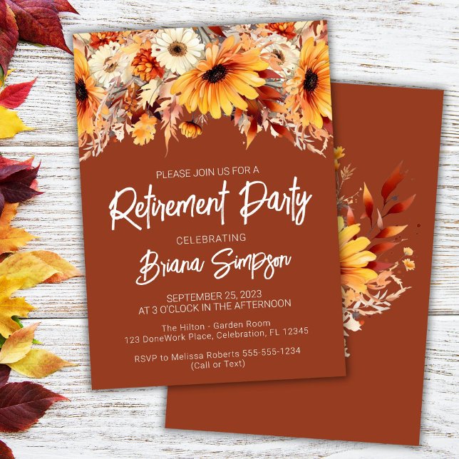 Terracotta Fall Floral Retirement Invitation (Creator Uploaded)