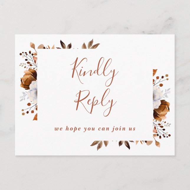 Terracotta Fall Floral Song Request RSVP Postcard (Front)