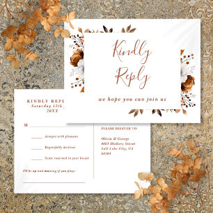 Terracotta Fall Floral Song Request RSVP Postcard