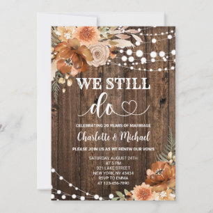 Terracotta Fall Floral We Still Do Vow Renewal Invitation