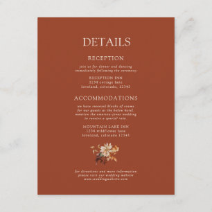 Terracotta Fall Floral Wedding Details Enclosure Card