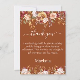 Terracotta Fall Foliage Flowers Thank You Card