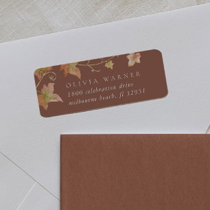 Terracotta   Fall Leaves Return Address Label