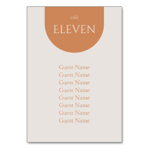 Terracotta Fall Modern Wedding Table Seating Chart Number