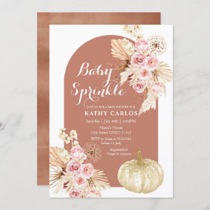 Terracotta Fall pampas grass & Pumpkin Invitation