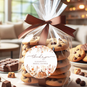 Terracotta Fall Pumpkin Bridal Shower Classic Round Sticker