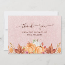 Terracotta Fall Pumpkin Bridal Shower Thank You