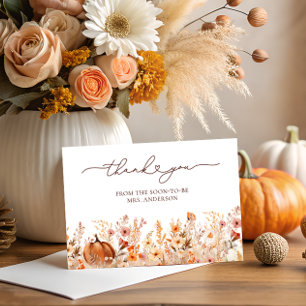 Terracotta Fall Pumpkin Bridal Shower Thank You Card
