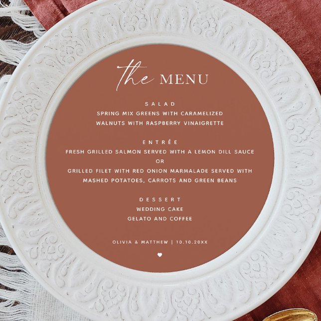 Terracotta Fall Wedding | Elegant Minimalist Round Menu (Creator Uploaded)
