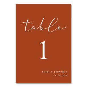 Terracotta Fall Wedding Table Number