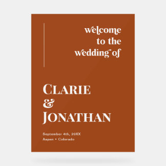 Terracotta Fall Wedding Welcome Acrylic Sign