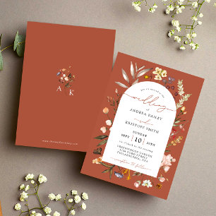 Terracotta Fall Wildflower Boho Garden Wedding Invitation