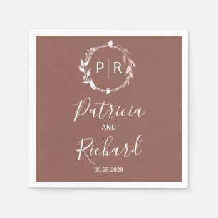 Terracotta faux foil Monogram Wedding Napkins