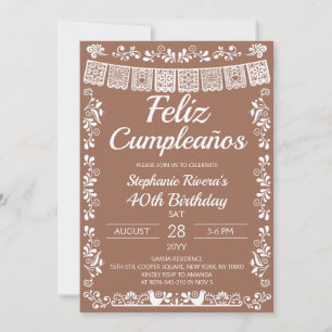Terracotta Feliz Cumpleaños 40th Birthday  Invitation
