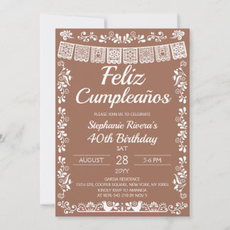 Terracotta Feliz Cumpleaños 40th Birthday Invitation