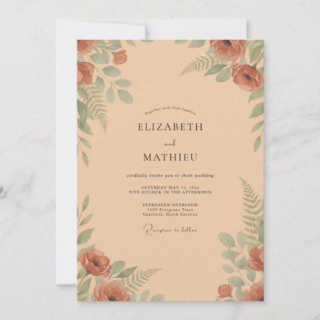 Terracotta Fern Boho Wedding Invitation (Front)