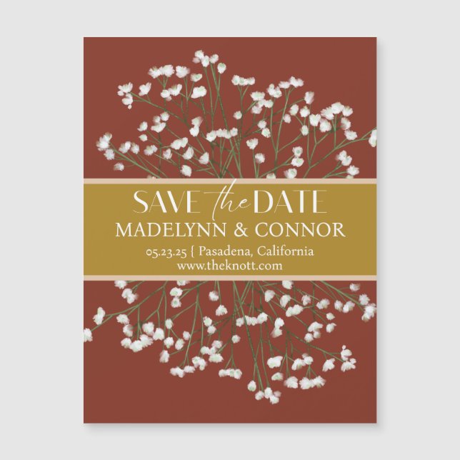 Terracotta Field Flowers Wedding Save the Date   Magnetic Invitation (Front)