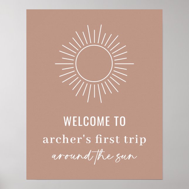 Terracotta First Trip Around The Sun Welcome Sign (Front)
