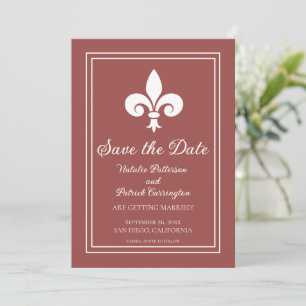Terracotta Fleur de Lis Save the Date Invite